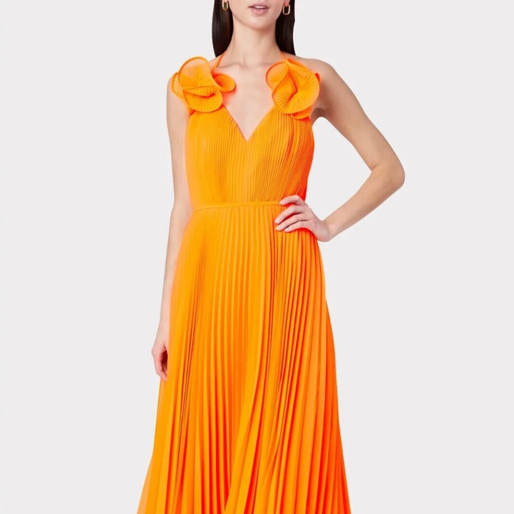 Milly Evie Tangerine Halter Dress